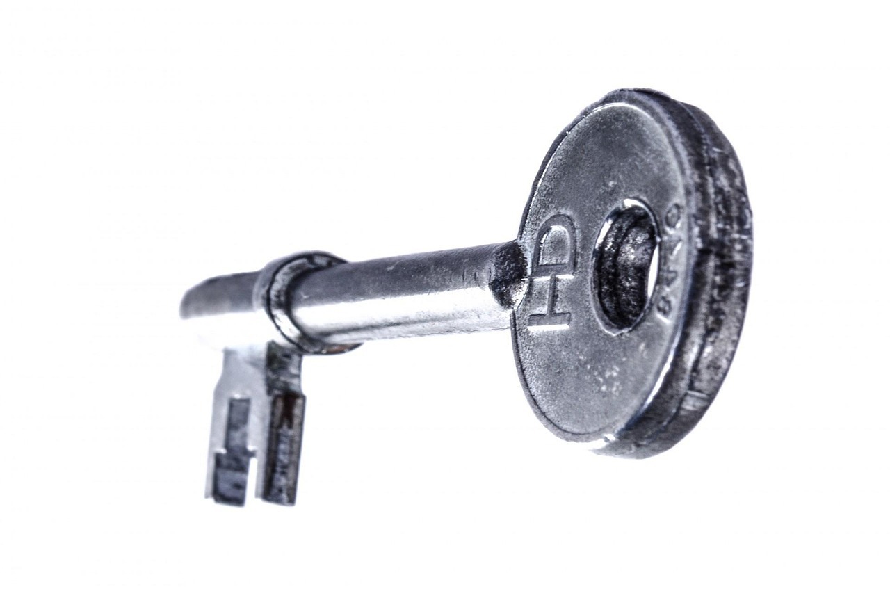 Close up view of an antique key.